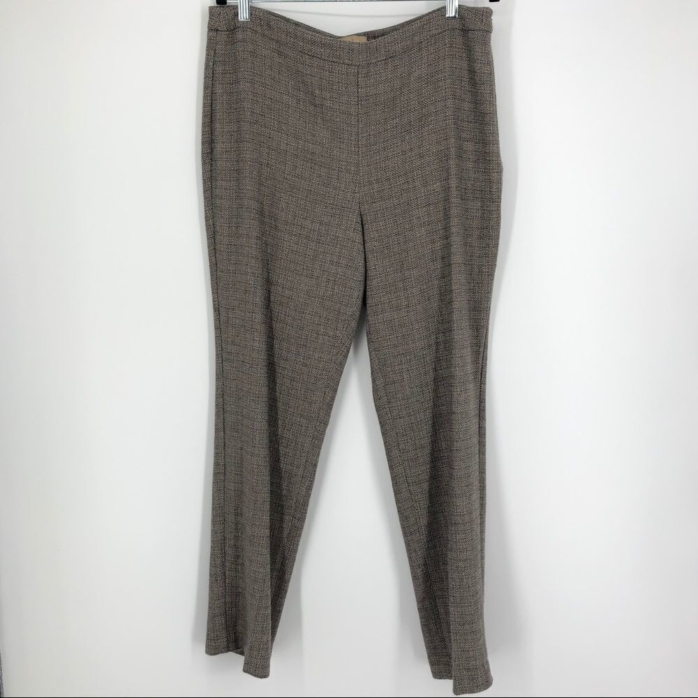 Talbots Trousers Womens 12 Brown Tan Wool Tweed Old Money Woven in Italy